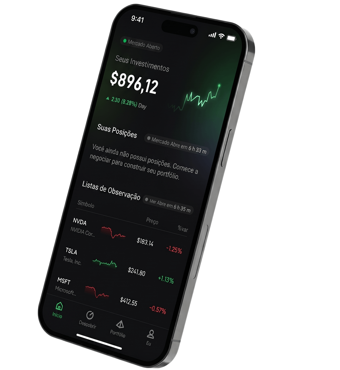 Tela do app ZERO Invest